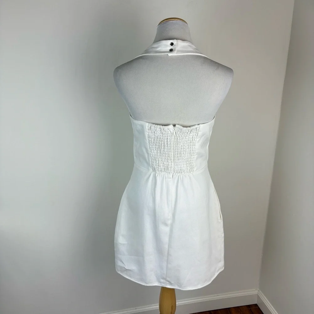 Anthropologie Mare Mare Button Front Halter Mini Dress White Size S - Picture 7 of 9